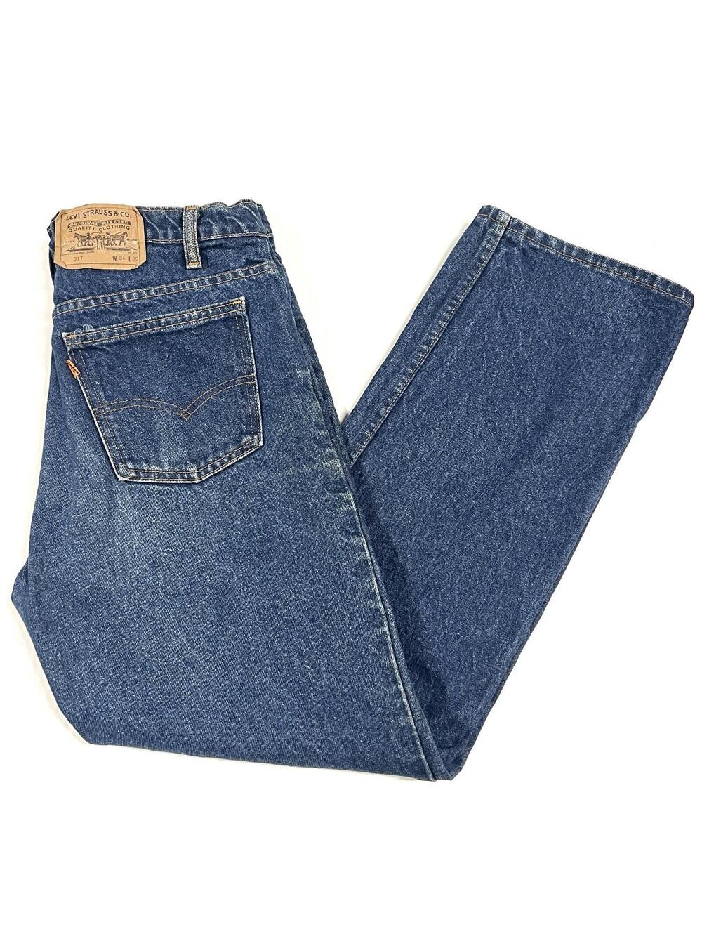 Vintage Levi’s 517 Orange Tab Blue Denim Bootcut Jeans 36x30 Made In Canada